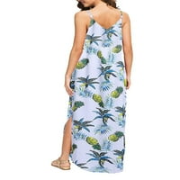 Luxplum жени макси рокли v шия дълга рокля солиден цвят слънчев разрез ежедневен плажен ананас m