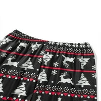 Коледни семейни пижами съвпадащи комплекти, тениска с шапка с дълъг ръкав с шапка с дървесни лосове панталони панталони за спални дрехи