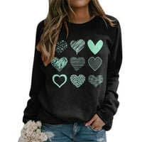 Дамски Суитчъри Дамски ежедневни сърце печат дълъг ръкав пуловер качулка суитчър върхове