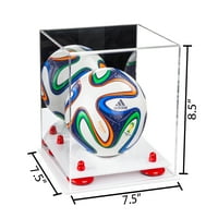Акрилен мини - Миниатюрен дисплей на футболна топка с огледало, червени щрангове и бяла основа