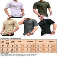Lumento Men Тениски с къси ръкави летни върхове Твърди цветна мускулна тениска мъжете леки основни тройници тънък приготен екипаж блуза блуза военно зелено 2xl