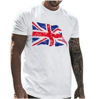 ханксиулин мъжки летни ежедневни Англия флаг печатни тениска блуза кръг врата Къси ръкави тениска