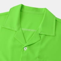 Мъжки рокли ризи Зелени върхове за мъже небрежни солидни модни млади кръвни якички с джобни бутон с къс ръкав на блуза риза Мъжки долни ризи, зелено, xxl