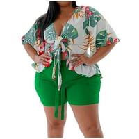 Универсален популярен салон удобни комплекти жените хавайски стил печат Мода голям половин ръкав Шорти ежедневни две случайни комплект