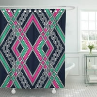 Геометричен етнически ориенталски модел традиционен дизайн за килим батик стил баня душ завеса