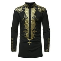 Черни Поло ризи За Мъже Мъжка Есенна зима Африканска печатна риза с дълъг ръкав Дашики топ блуза
