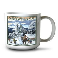 FL OZ Oz Ceramic Mug, Snowmass, Colorado, Snowman Scene, Съдомиялна машина и микровълнова сейф