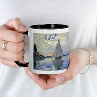 Cafepress - Claude Monet Sailboat чаша - унция керамична чаша - чаша за новост за кафе