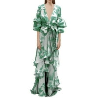 Дамски ежедневни дрехи Шифон прежда хлабав рокля плюс размер на жените случайни рокля зелен ххл