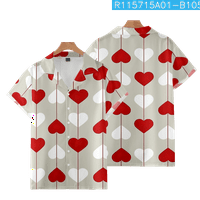 Ден на Свети Валентин жени & мъже хавайски ризи любов отпечатани редовно годни случайни къс ръкав Кубински яка Бутон надолу Хавайски Хавайски върхове подарък За Мъже Жени