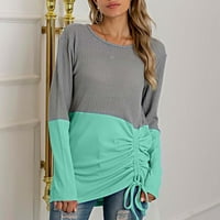 Vivianyo hd пуловери за жени разрешение плюс размер жените модни разхлабени пуловер сплайсират дълги ръкави плетене флаш монети зелено