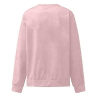 Суичър за айомет за жени плюс размер модна кръгла шия с дълъг ръкав пуловер суичър прост цвят отпечатана качулка