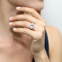 Стерлинги сребро Изток-Запад Сватбени годежни пръстени кубичен цирконий ЧЗ пасианс пръстен комплект за жени, родий покритие Размер 5.5