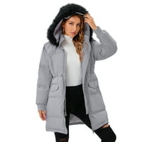 Дамски зимни надолу сгъстен яке пухкав анорак палто с подвижен Ветроупорен качулка