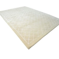 Бежово вълнен копринен килим Модерна ръка пленира марокански диамантен размер с размер килим