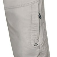 Hinvhai Clearance Мъжки памук и бельо еластична талия смесена дишаща удобна мека плажна панталон панталони с пълна дължина сиво 8