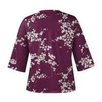 Feternal женски блузи в ръкав пуловер дишащ нередовен подгъв отпечатан v Врат с къси ръкави ризи летни върхове за жени модерни