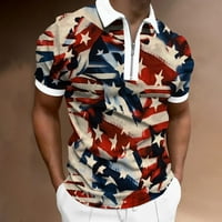 B91XZ ризи за мъже Мъжки цип с къс ръкав тениска на открито шаблон топ поло тениски за мъже бели, размер l