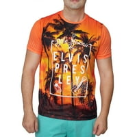 Елвис Пресли Сънсет палмови дървета мъже и големи мъже Графичен тениска
