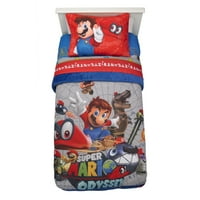 Супер Марио деца двойно легло в чанта, игри спално бельо, утешител и чаршафи, сиво, Нинтендо