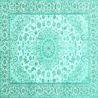 Ahgly Company Indoor Square Medallion Turquoise Blue Traditional Area Cugs, 6 'квадрат