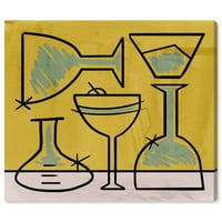 Винууд студио напитки и спиртни напитки Пано Канвас принтове 'стъклена кутия' миксология-жълто, зелено