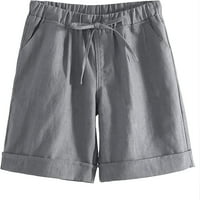Дамски ежедневни памучни еластични теглене Лятен плаж Бермудите джобни къси панталони