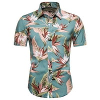 Мъжки ризи Просверие плюс размер ежедневно етнически късо ръкав Хавайски ваканционен стил риза блуза тениска