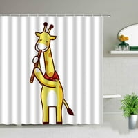 Жираф душ завеса комплект водоустойчив полиестер карикатури животни печат деца завеси за баня личностна вана за домашен декор