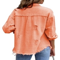 Abtel дами блуза отворен фронт дънкови якета ежедневни ризи жени свободна бизнес туника риза оранжево s