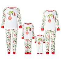 Семейство Съвпадение Коледни Пижами, Карикатура Печат С Дълъг Ръкав Върхове + Панталони Спално Облекло Тоалети