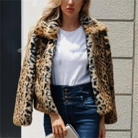 Дамско яке Y2K размита модна леопард дълъг ръкав зимен топла вълна калпак памук къси ежедневни якета за изходни дрехи за жени