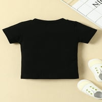 Тениска с къс ръкав на Binwwede Kid Boy, буква отпечатана кръгла шия проста тениска в стил, ежедневни върхове на външно облекло