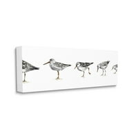 Ступел индустрии Сандпайпър птица позиции минимално сиво бяло живопис платно стена арт дизайн от Лиза одит, 13 30