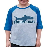 Ядох облеклото братче акула синя бейзболен тройник