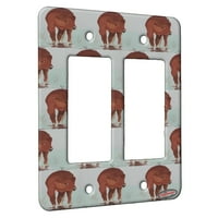 Kuzmark Gang Rocker Tall Plate - American Bison Buffalo Calf Wading Wildlife Modern Art by Denise всеки