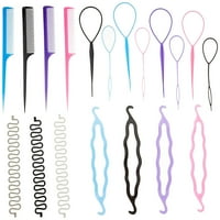 Инструмент за плетене на коса, Направи си DIY Комплект инструменти за стилизиране на коса Updo Ponytail Maker Accessories Topsy Hair Braid Kit