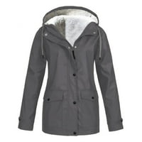 Жени зимно качулка палто вятърно парка яке окоп изтърсва топли дрехи, сиво, S-5XL