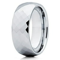 Полиран сребърен волфрам сватбена лента фасетирана диамонг волфрамов пръстен волфрамов карбид комфорт fit мъжки жени