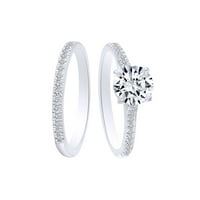 0. Карат кръгла форма бял Натуарл диамант полу планината венчална халка пръстен 18к твърдо бяло злато пръстен размер-5.5