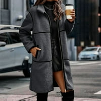 ингуо Дамски дълго палто Цвят блок шнур яке Цип отворени качулки суитчър топла мода ежедневни Връхни дрехи