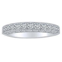 0. Карат кръгла форма бяла естествена диамант сватбена лента за годеж 18k твърд бял златен пръстен Размер-10
