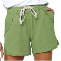 Lastesso Womens Summer ежедневно активно облекло Еластична талия на талията къси панталони солидни уютни къси панталони плюс размери шорти с джобове